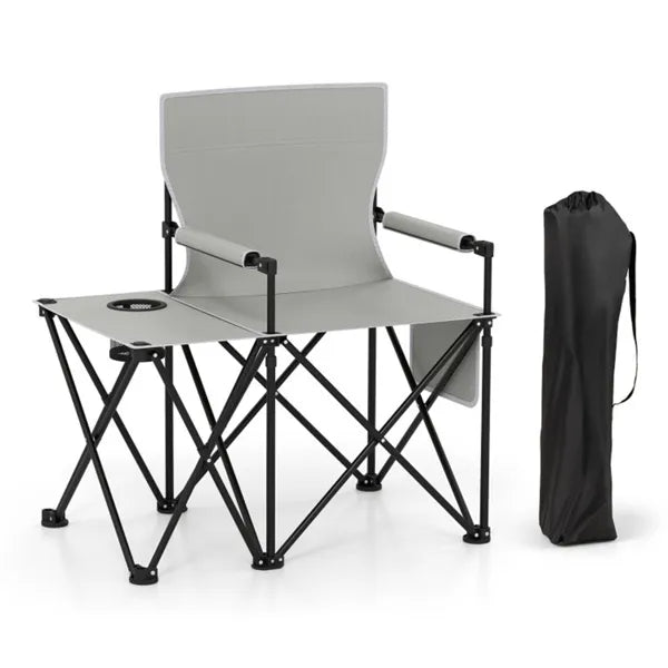 Folding Chair With Side Table & Cup Holder