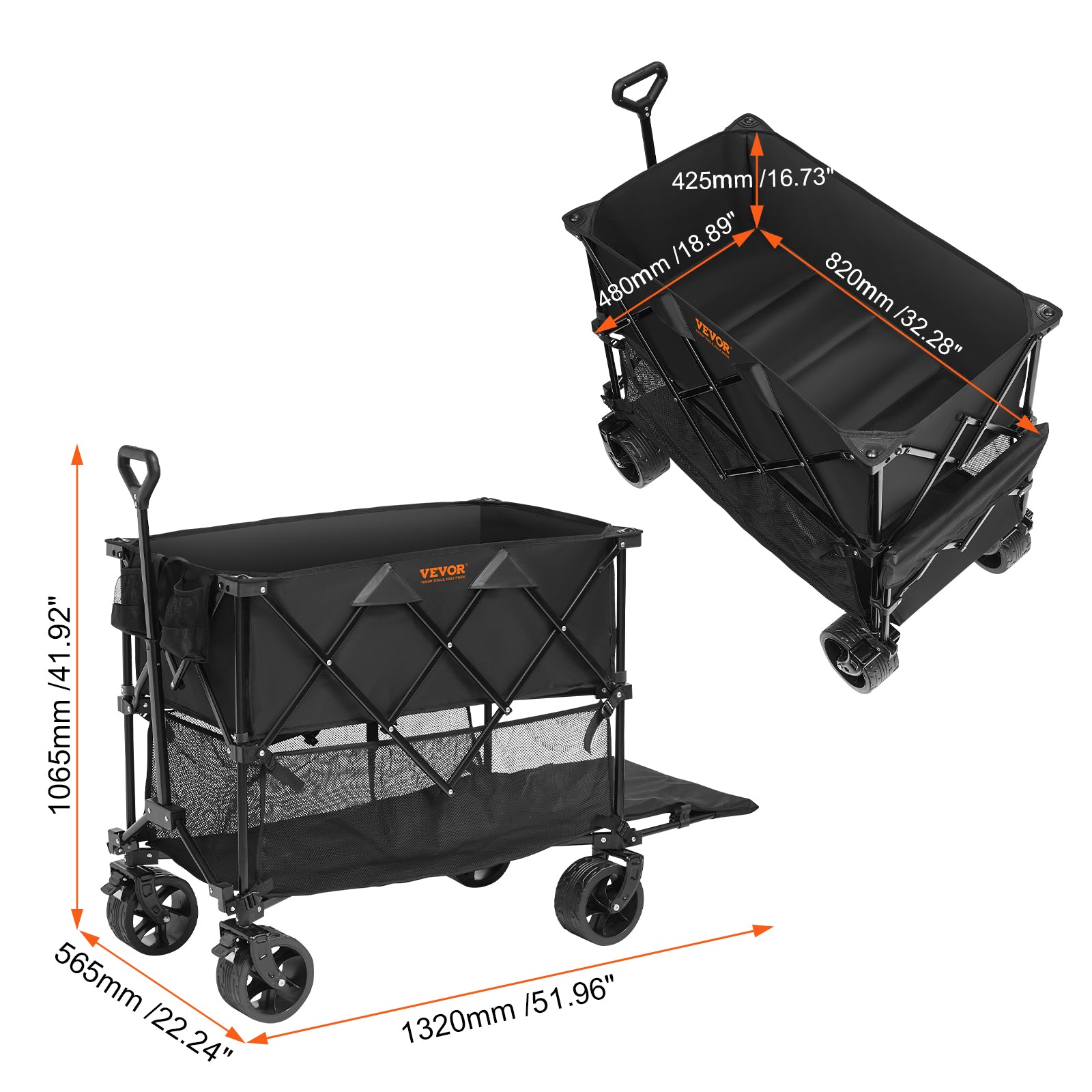 VEVOR Folding Double Decker Wagon Cart